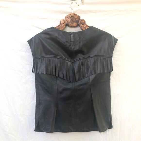 Zadig Voltaire Deluxe Lamb Leather Fringe Moto Top Black Small - Picture 2 of 12